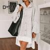 Women Oversized Sweater Coat Round Neck Lantern Long Sleeve Single Breasted Knitting Outerwear Casual Loose Fit Knitwear