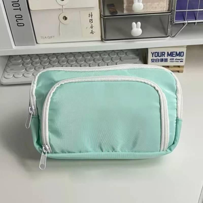 Stylish Large Capacity Ins Student Pencil Case Simple Front Open Window Makeup Bag