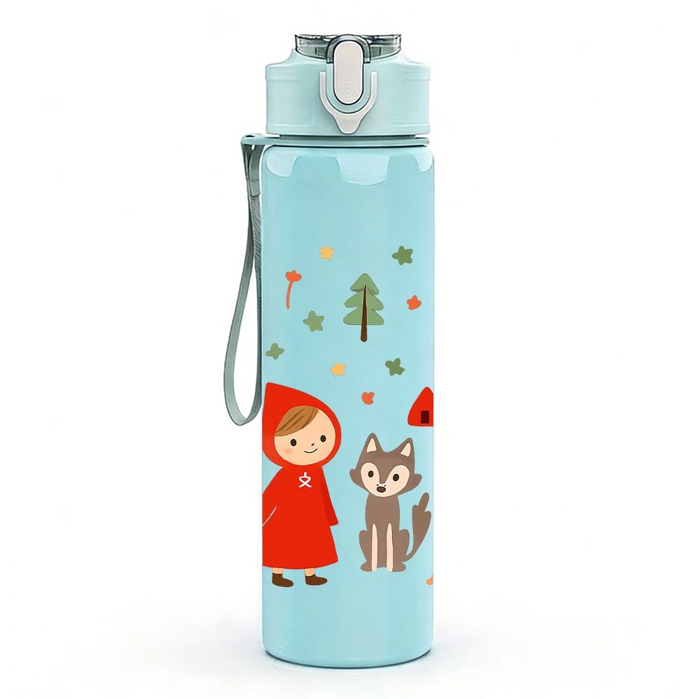 1PC Little Red Riding Hood Scene 750ml Color Plastic Sports Water Bottle Leakproof Flip Straw Lid For Sports Office Home Use