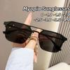 Trendy Men Half Frame Myopia Sunglasses Korean Double Beam Frame Metal Glasses Anti UV Driving Near Sight Sunglasses