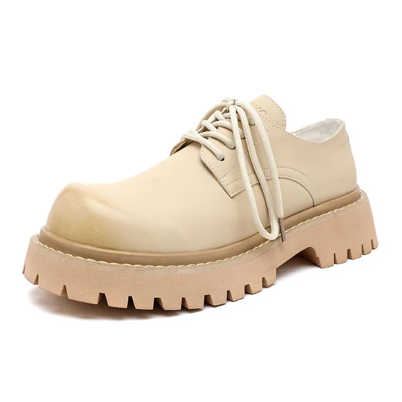 Модные брендовые мужские туфли-оксфорды на шнуровке, толстая подошва, деловые свадебные туфли с круглым носком, зеленая подошва, платформа, британская повседневная обувь для отдыха на открытом воздухе