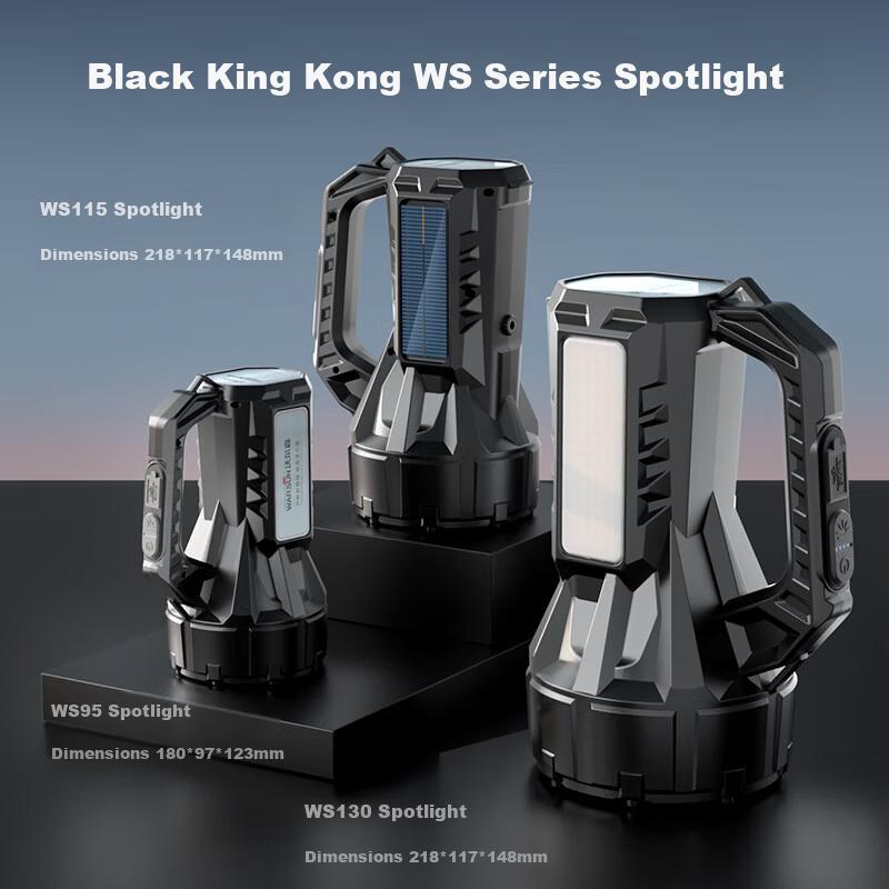 Wolson WS Solar-Powered High-Brightness Flashlight Emergency Portable Spotlight Long-Range Rechargeable High-Power Super Bright Patrol Mining Lamp