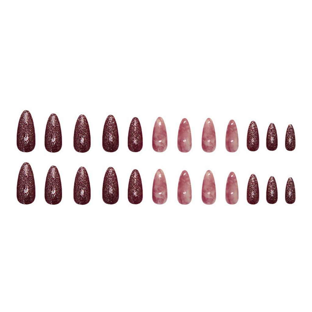 Press On Nail Almond Shaped Fake Nail Glossy Stick On Nail Natural Full Cover False Nail Acrylic Glues On Nail for Women