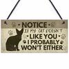 Cute Pet Cat Wooden Hanging Plaque Pendant Tag Vintage Hanger Board Sign Retro Wall Decor Pet Shop Cat House Decoration 20x10cm