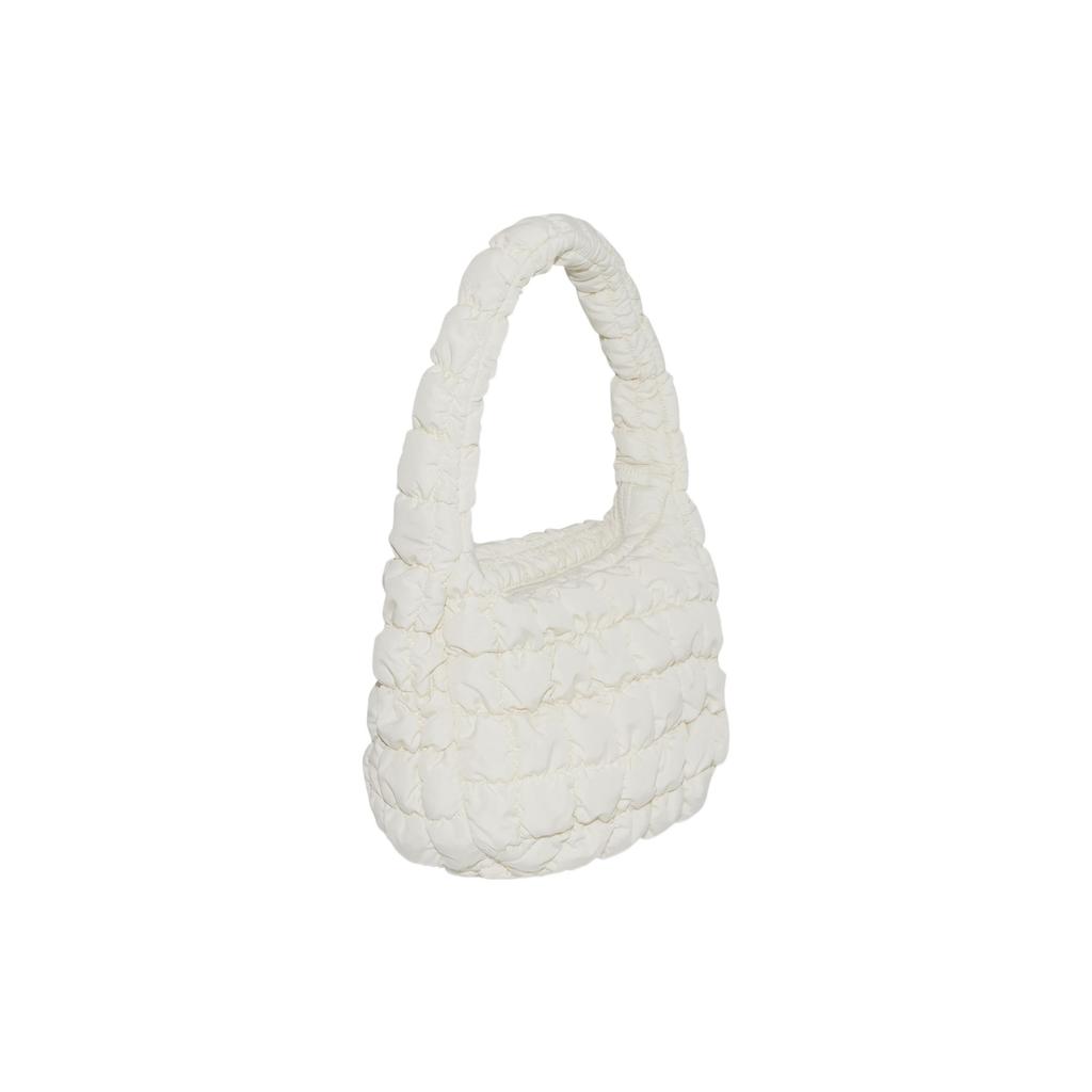 COS Quilted Zipper Closure Polyester Cloud Bag Mini Women Shoulder Bags White 973537033