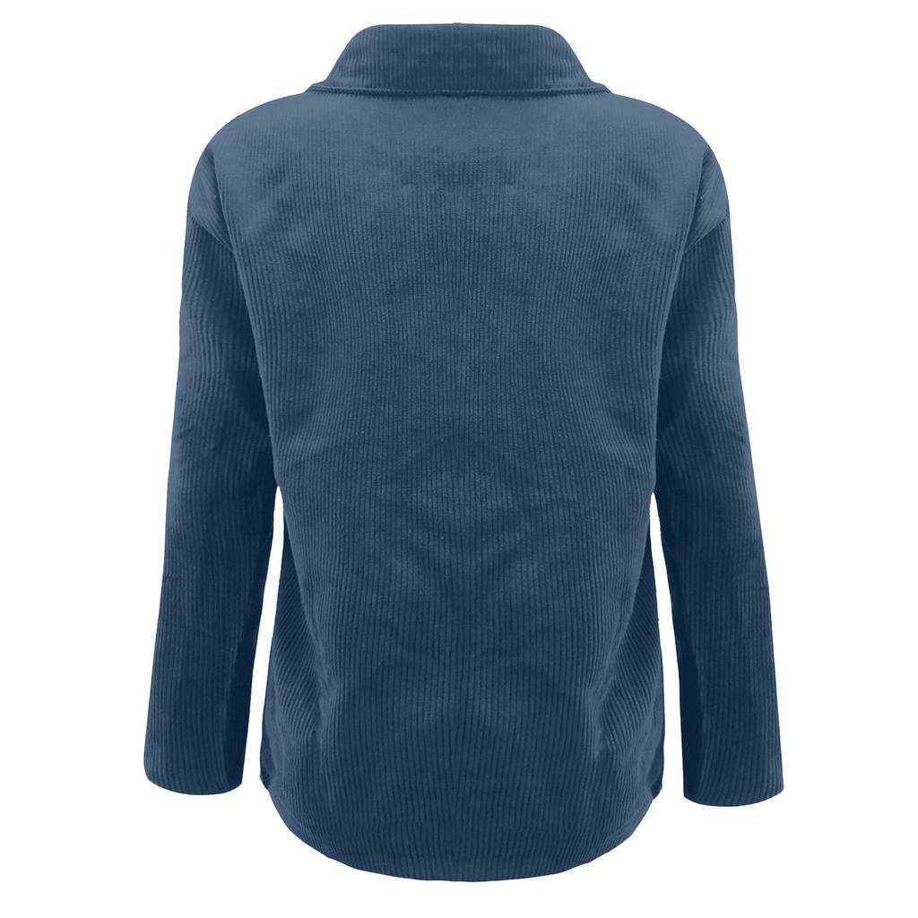 Women's And Winter Loose Corduroy Lapel Double Pockets Long-Sleeved Shirt Jacket