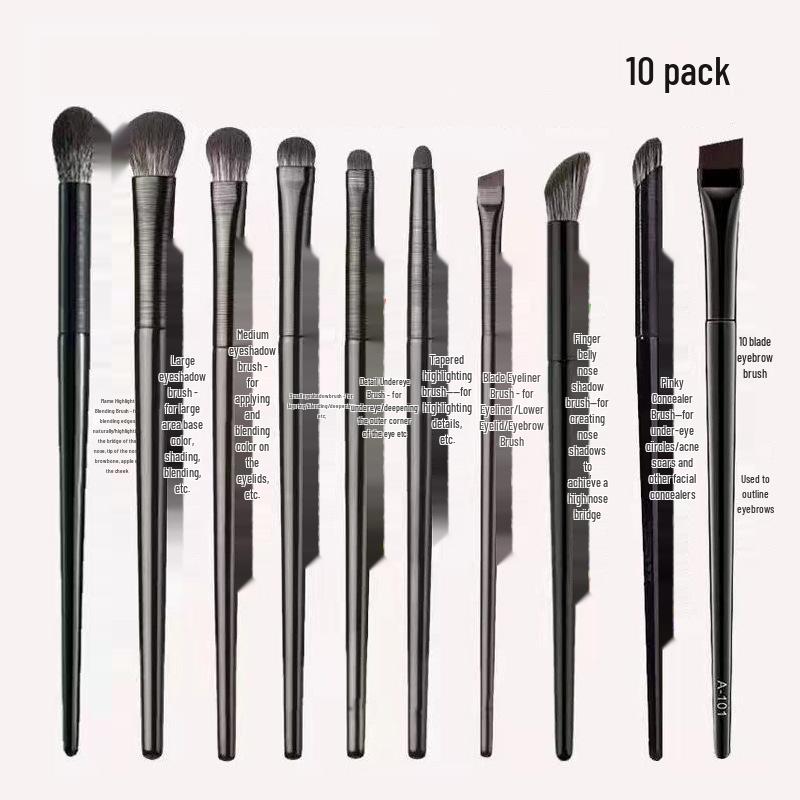 Набор кистей для теней Cangzhou с мягкой щетиной: Набор из 6 кистей для растушевки и подводки, Набор из 10 кистей для детального макияжа глаз.
