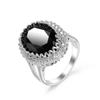 Women's Luxury Black Zircon Oval Ring – Sparkling European & American Fashion Jewelry