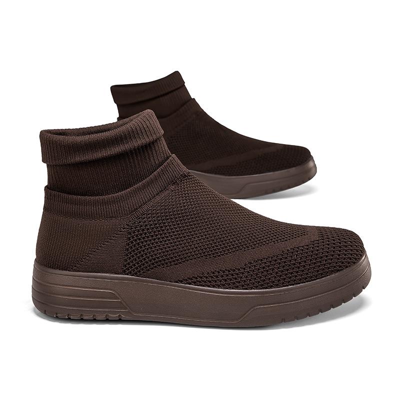 Women Casual High Top Platform Sneakers Slip On Socks Shoes Couple Flats for Men