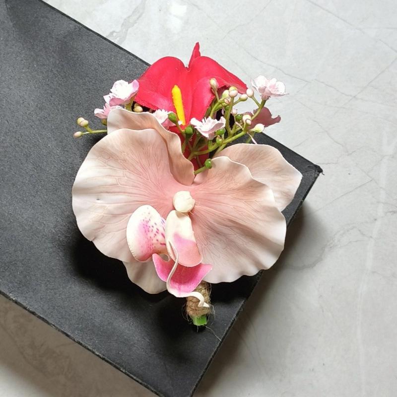 Calla Lily & Phalaenopsis Wedding Corsage Set for Bride, Groom's Parents, Business Meetings.