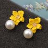 1 пара больших цветочных подвесок из искусственного жемчуга, женские серьги, сладкий пирсинг