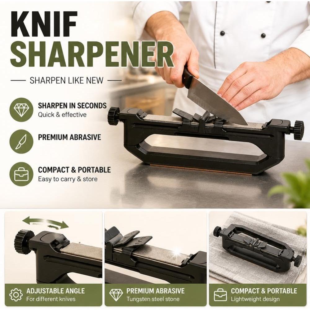 Knife sharpener, portable precision sharp knife sharpener, adventure sharp sharpening tool, with 15°/17°/25° adjustable angles