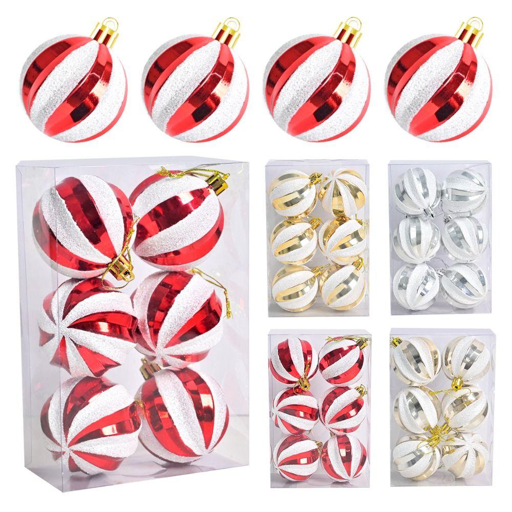 6pcs Plastic Electroplated Hanging Balls Shatterproof Merry Christmas Decor Party Favors