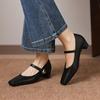 Krazing Pot Микрофибра Квадратный носок Толстый средний каблук Весенне-летняя обувь Большой размер 43 лаконичный стиль Женские туфли-лодочки для офиса
