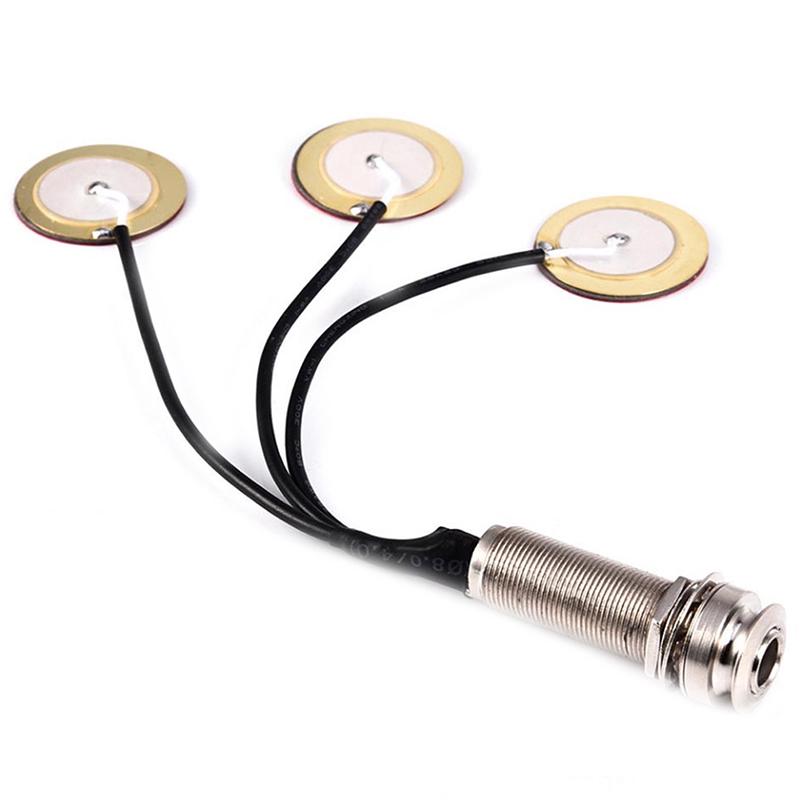 Пьезоконтактный микрофон 3 звукоснимателя с разъемом для концевой кнопки для калимбы
