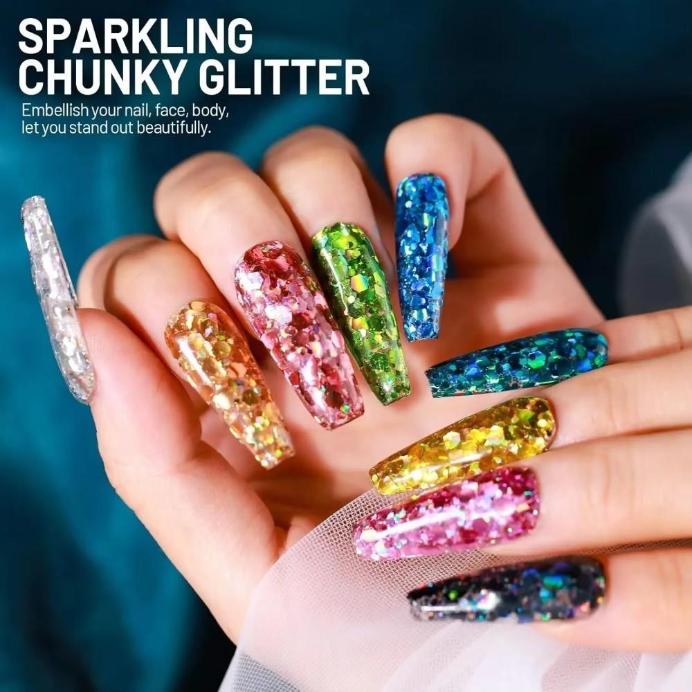 50G Holographic Nail Diamond Glitter Sequins Hexagon Holographic Glitter Polish Decoration