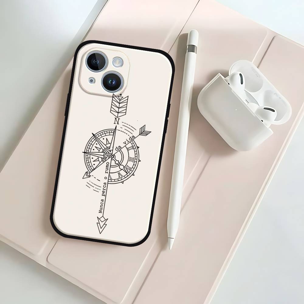 Модный винтажный чехол для телефона с компасом, черный, подходит для IPhone 17,16,15,11,13,14 Pro Max,Plus,X,Xr,Xs Max,13Mini