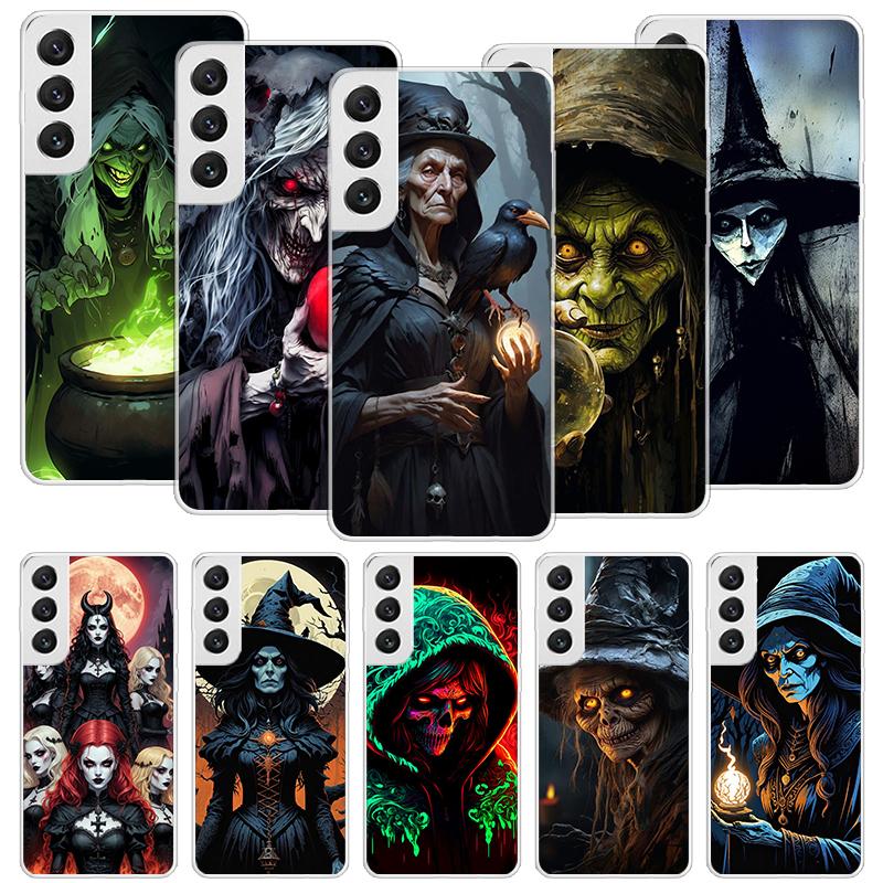 Halloween Moon Witch Horror Phone Case For Samsung Galaxy S26 S25 Edge S24 S23 FE S22 Ultra S21 Plus S20 + Fundas Cover Coque Ga