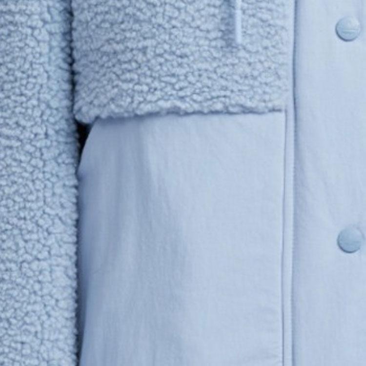 Adidas Оригинальная однотонная женская куртка с вышитым логотипом на молнии и воротником-стойкой, синяя HY1374