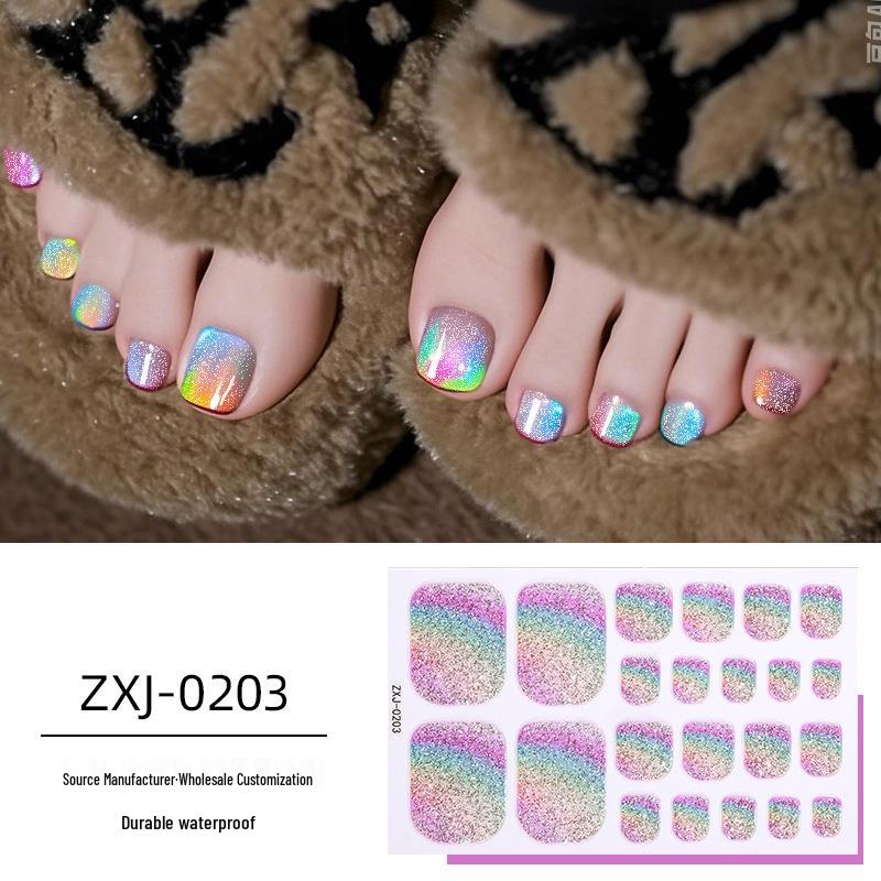 Летние радужные омбре блестящие водостойкие наклейки для ногтей на ногах