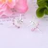 100% 925 Silver Flower Fairy Angel Ballet Ballerina Dancer Pink Zircon Stud Earrings For Women Kids Pendientes Fashion 2022