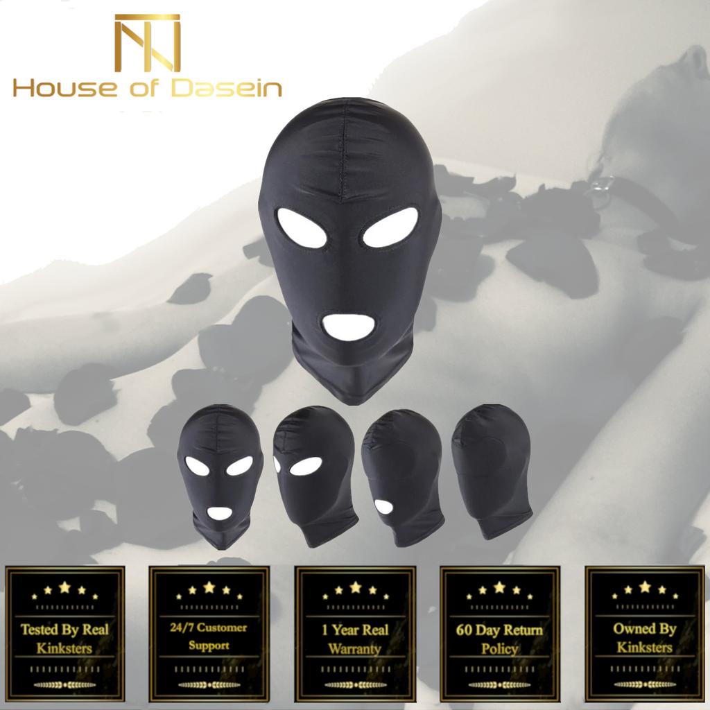 Black Hood Mask Stretchy  Head  Fetish Kink Restraints Hoods