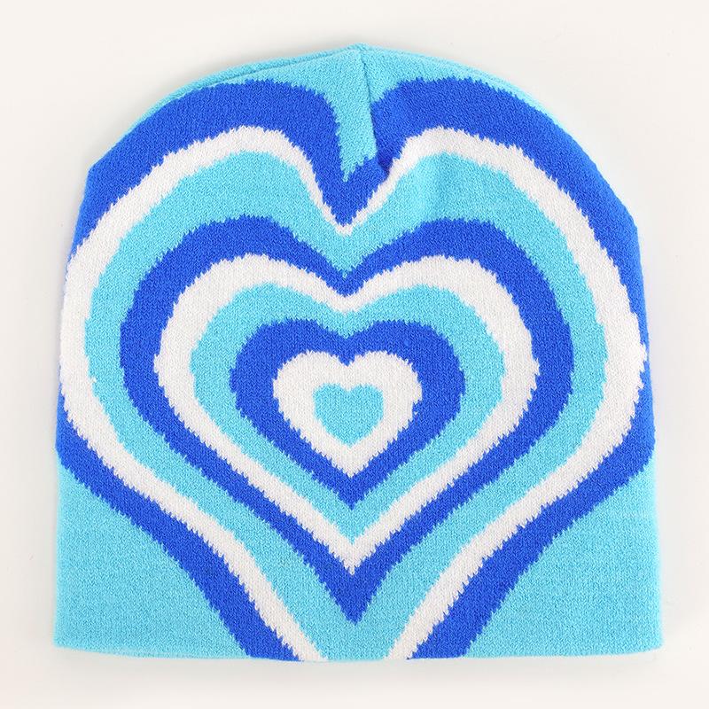 Knitted Hats With Colorful Rainbow Heart Print Pullover Hats And Shei Fashion Knit Hats