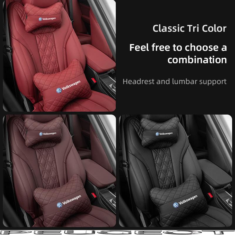 Car Seat Head Support Cushion Lumbar Pillow Interior Accessories For VW GTI Polo Golf Passat Tiguan Arteon CC Taigo T-ROC HubCap zq7