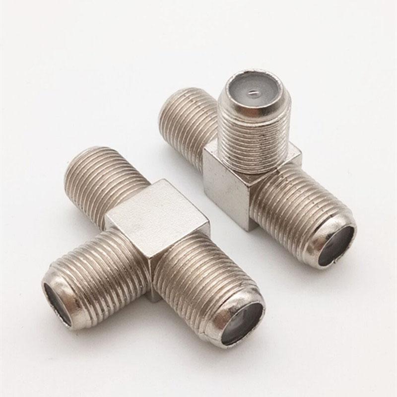 F Male Female Socket To 2 F Female Adapter Connector 3Way T Type Splitter Sma Male To Two Sma Female T Plug Coaxial Cable