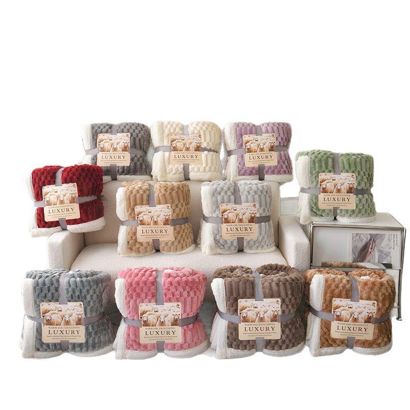 Жаккардовый плед из овечьей шерсти Ruyi 'Золотая черепаха', утолщенный полосатый диванный плед для сна