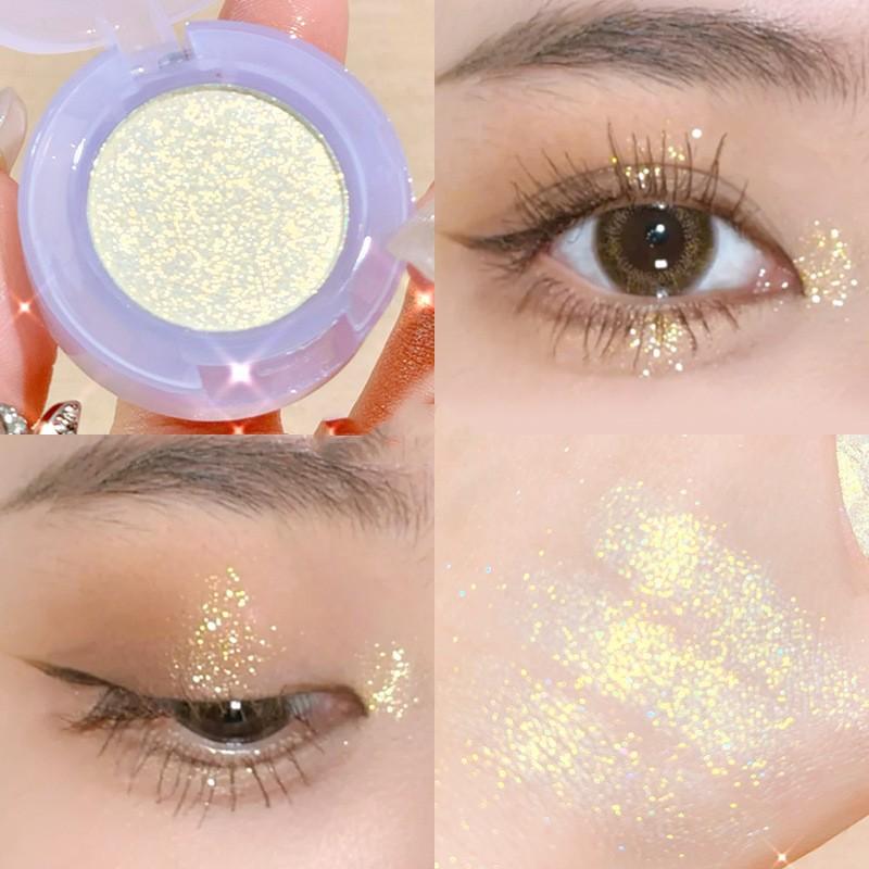 Блестящие тени для век, перламутровый хайлайтер, пудра для макияжа, палитра теней для век с бриллиантами, яркая блестящая косметика для макияжа глаз