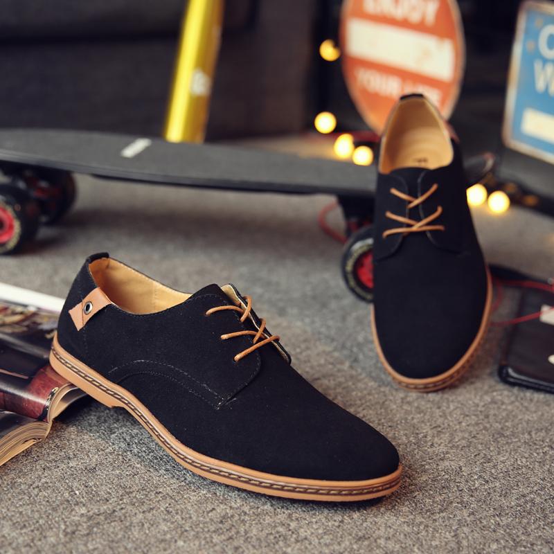 Fashion Autumn Men's Casual Shoes, British Single Shoes, Suede Suede Suede, Cowhide Sole, Plus Size Leather Shoes for Business