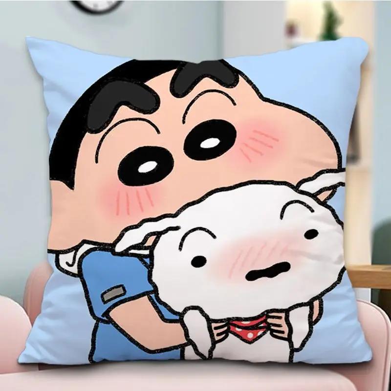 Crayon Shin-chan Pillow Case Cartoon Square Cushion Case Dustproof Pillow Cover Home Sofa Living Room Bed Couch Decor Pillowcase