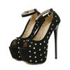 Eilyken Elegant Super Thin High Heels Women Sandals Design Style Rivet Platform Peep Toe Buckle Strap Nightclub Party Shoes