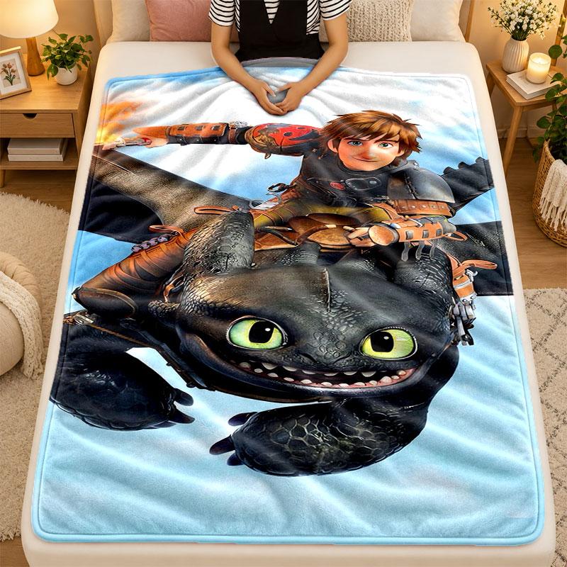 Flannel BlanketHow to Train Your Dragon Warm Soft Throw Blanket for Indoor Sofa Bed Living Room Use