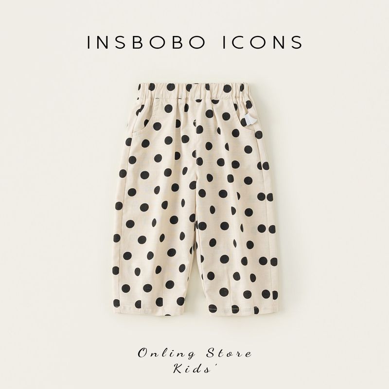 Girls' Pants Children's Polka Dot Pants 2026 Spring New Style Baby Straight Pants Toddler Casual Pants Korean Style Casual