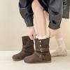 Retro Style European and American Belt Buckle Round Head Flat Heel Short Boots Women's 2025 Autumn and Winter New Comfortable and Versatile Fashion M