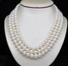 Natural 3-Strand 8-9MM White Pearl Necklaces