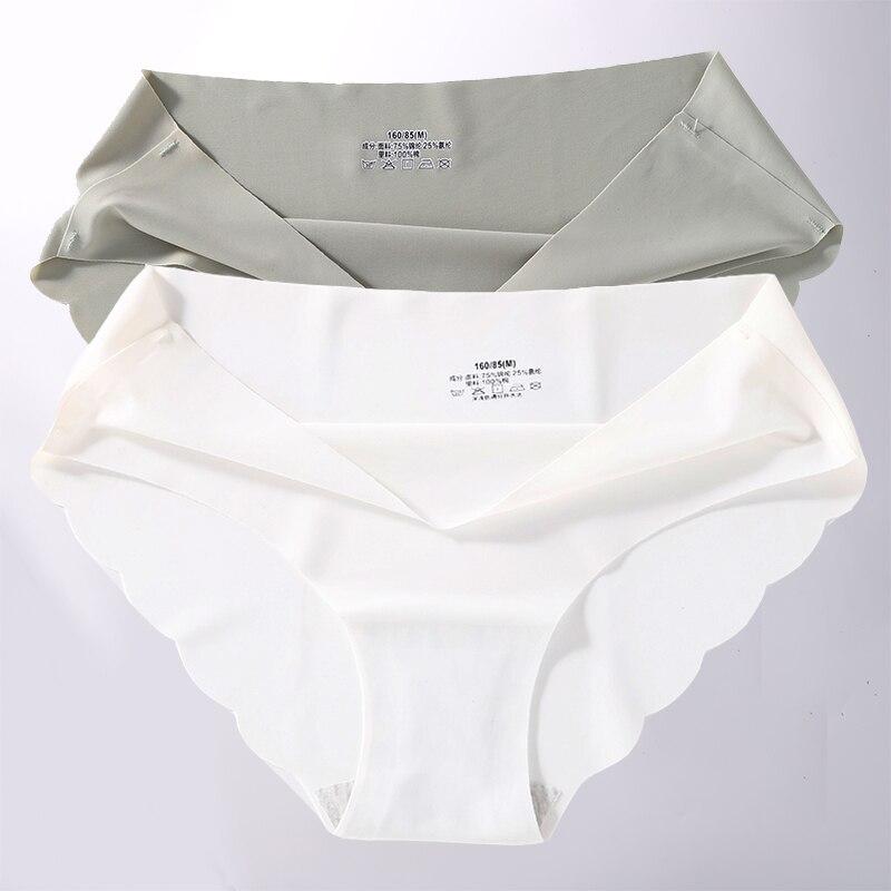 2Pcs/Set Seamless Silk Women's Panties Briefs Women Underwear Female Underpants Comfortable Silk Panty Sexy Woman Lingerie M-XL
