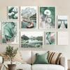 Canvas Painting Summer Green Lake Boat Dandelion Flower Abstract Nordic Posters And Prints Home Room Decor Wall Art Pictures