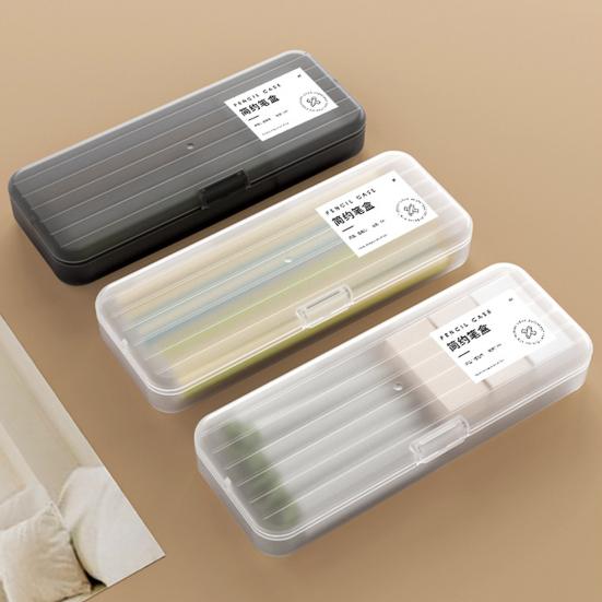 Пенал большой емкости, компактный прозрачный пластиковый ящик для хранения для дома, школы, офиса