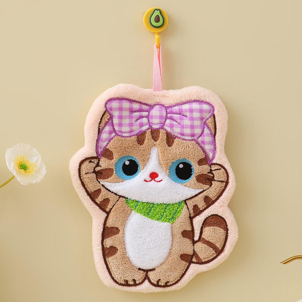 Coral Fleece Kitchen Toilet Handkerchief Cute Cat Bathroom Kerchief High Quality Washcloth