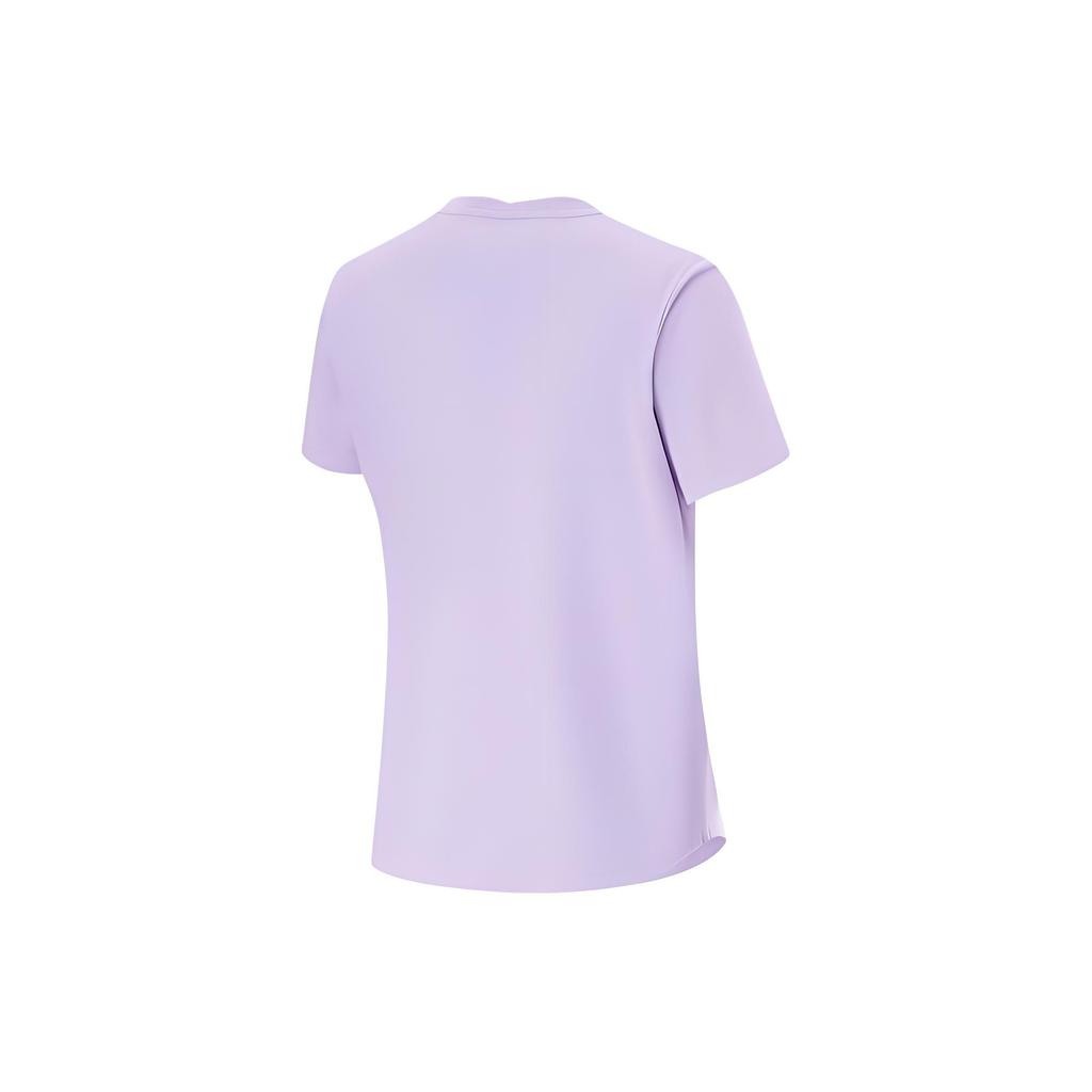Li-Ning Футболка Fitness Series Solid Color Ice Feel Moisturizing Loose с коротким рукавом для женщин, топы сиренево-фиолетового цвета ATSU486-6