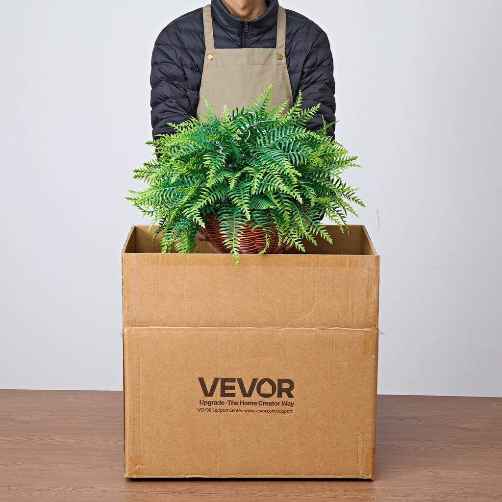 VEVOR Artificial Ferns, 2 Pcs Fake Hanging Boston Fern Bush Plant with 584 mm Hanging Length, Plastic Faux Greenery for Indoor and Outdoor Decor