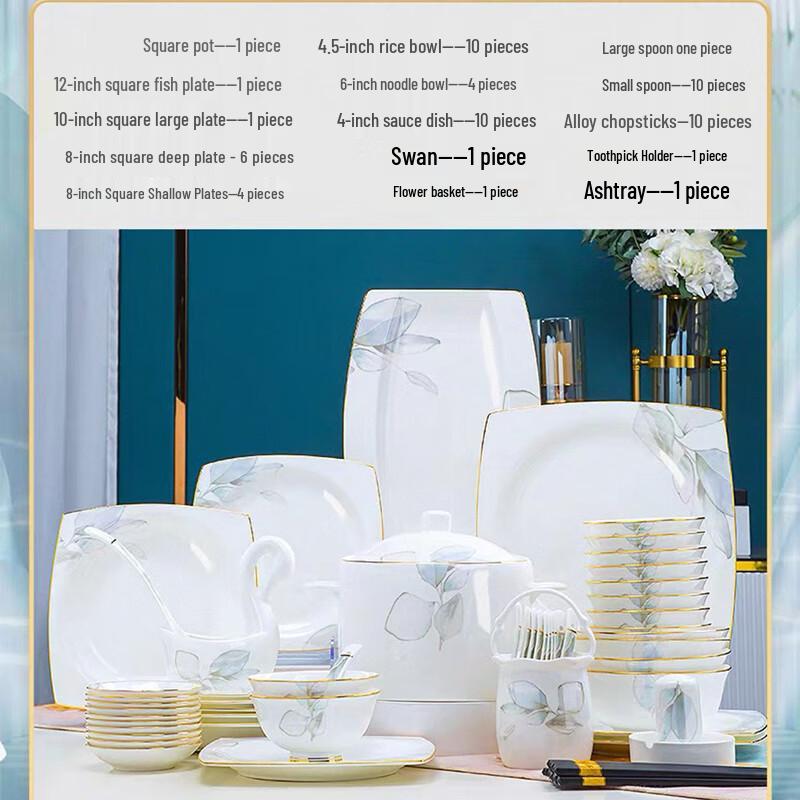 Zeyi Ceramic 'Spring's Intent' Gold-Rim Dinnerware Set