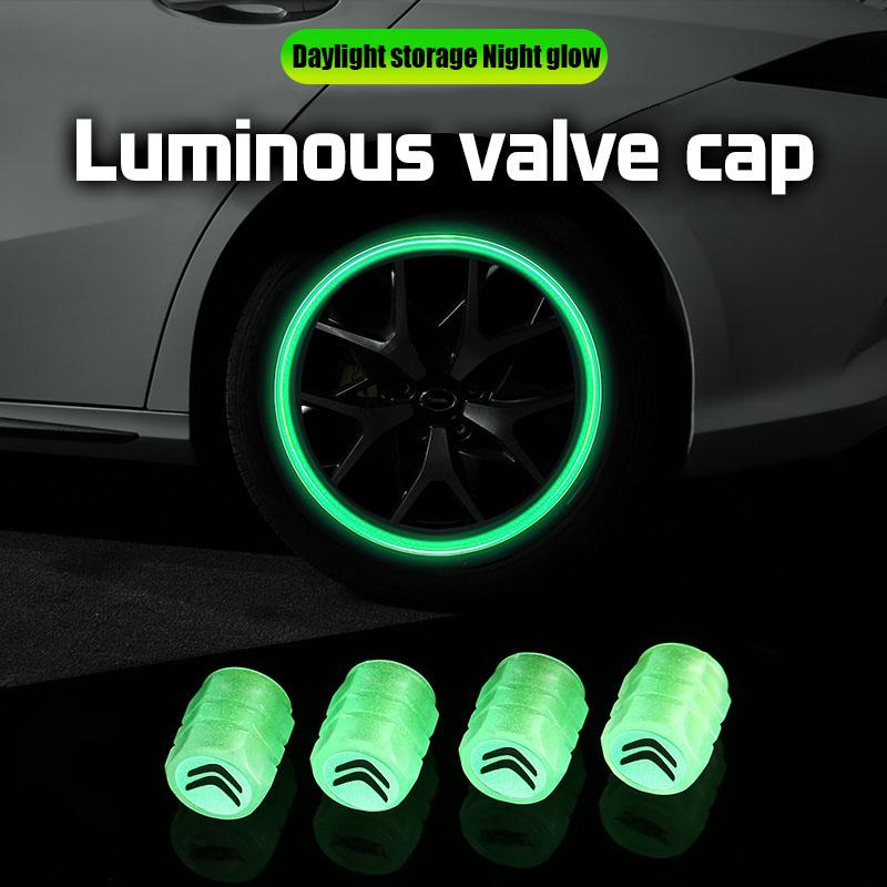 4Pcs Luminous Car Tire Valve Caps For Citroen Berlingo Xsara Picasso Fluorescent Night Glowing Decor Wheel Tyre Valve Stem Caps