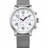 Tommy Hilfiger Мужские кварцевые часы Jake с серебристым металлическим корпусом и циферблатом цвета белого вина 1791233