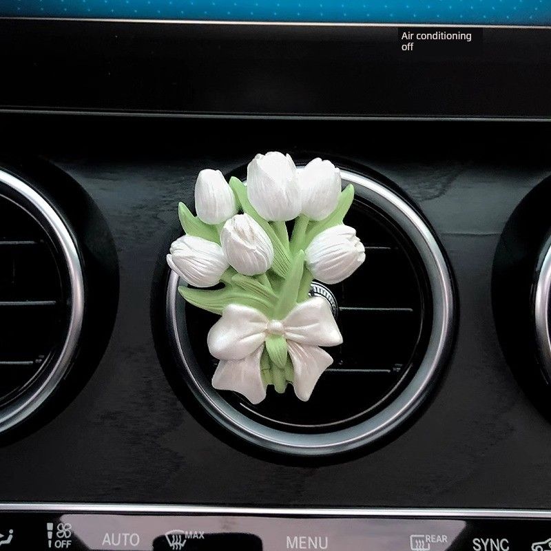 Niche Tulip Car Fragrance Diffuser Stone, Elegant Floral Car Air Vent Decoration Pendant, Butterfly Light Fragrance