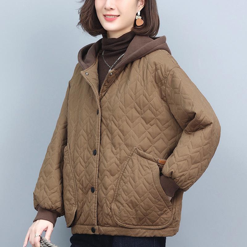 2024 Women's Hooded Thick Cotton Jacket - Casual, Plus Size, Autumn/Winter Outerwear