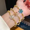 Floral Style Hand Chain 18k Gold Plated Zirconia Gift For Women